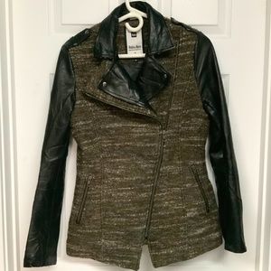 Fitted Wool and Leather Moto Jacket by Soia & Kyo women’s size M